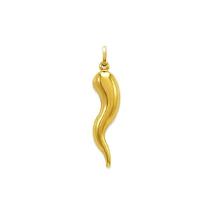 14K Real Gold Italian Horn, Yellow Gold Cornicello Pendant, Evil Eye Pendant, Amulet Necklace Charm, Superstition Good Luck Jewelry