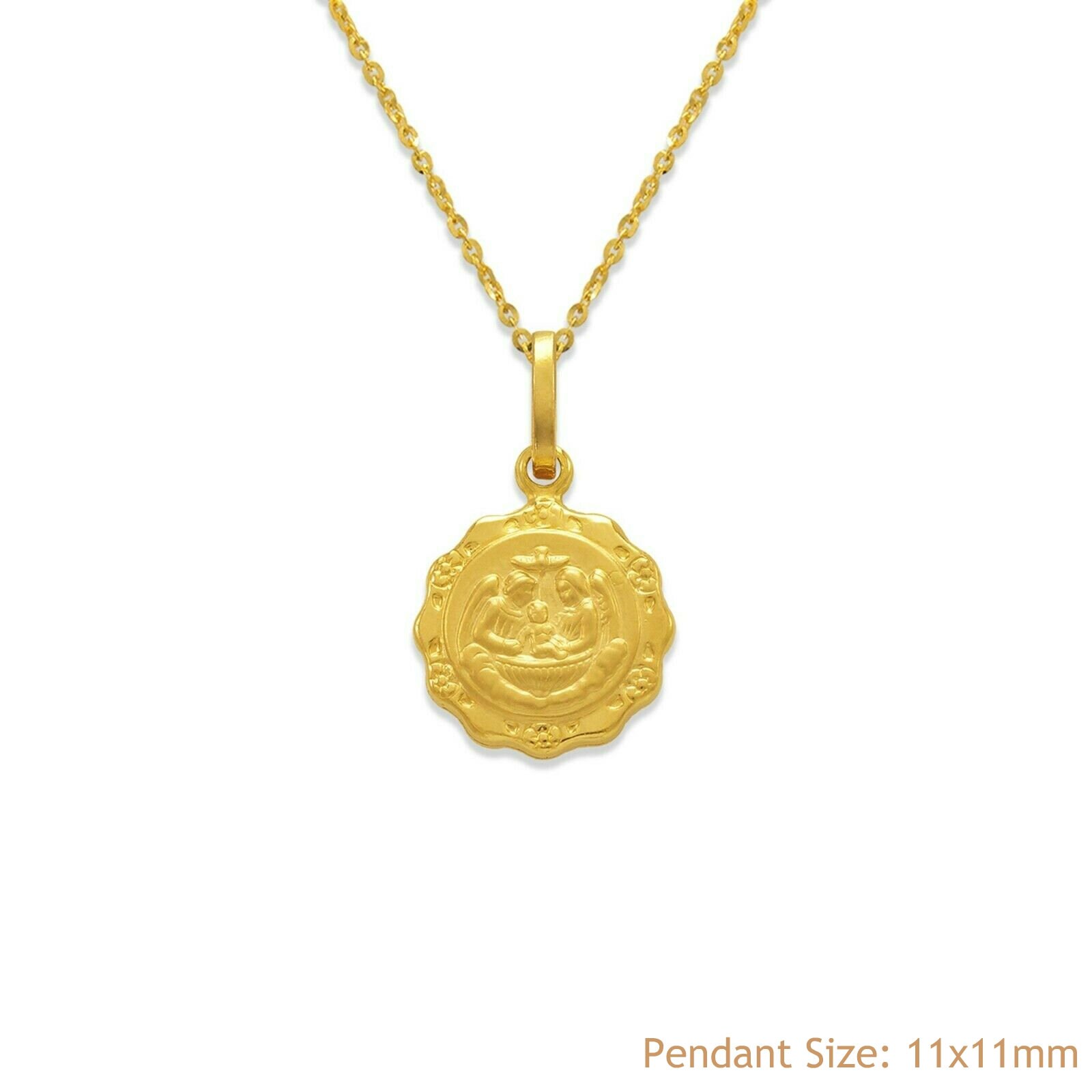 14K Solid Gold Baptism Christening Baby Necklace Pendant Etsy