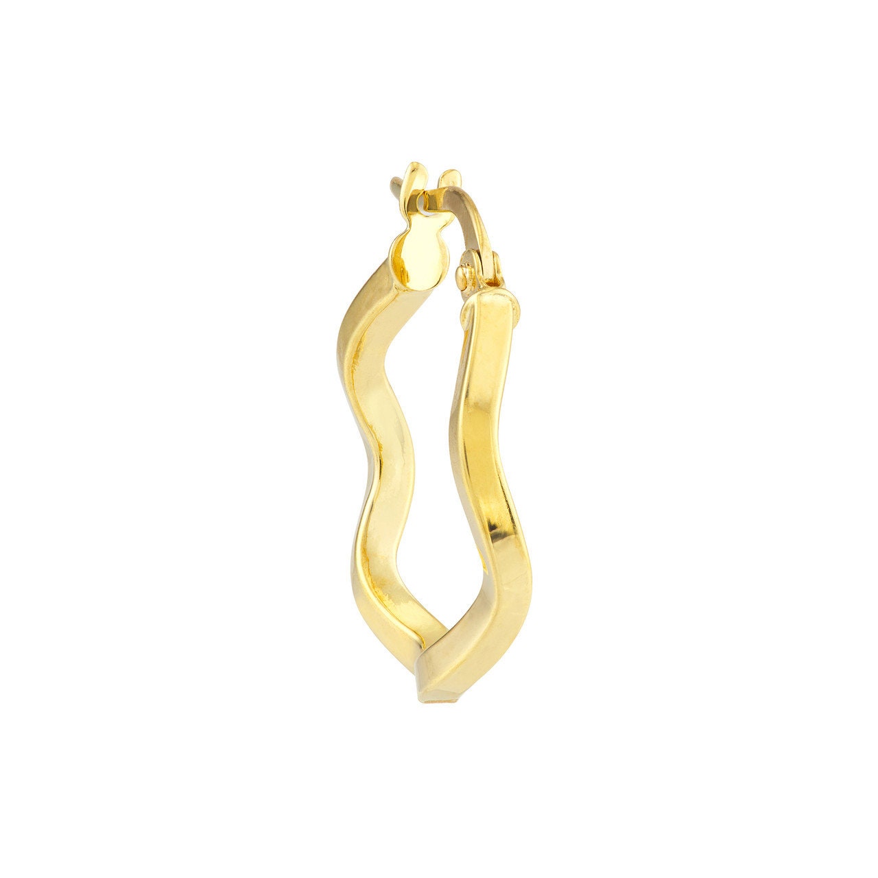 14K Solid Gold Wave Hoop Earrings Square Tube Hoop Earrings - Etsy