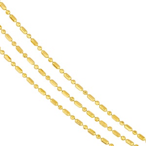 Beaded Chain 14K Solid Gold Triple Layered Necklace, Dainty Multi Strand Necklace, Adjustable 14K Real Gold Chain Necklace For Women image 5