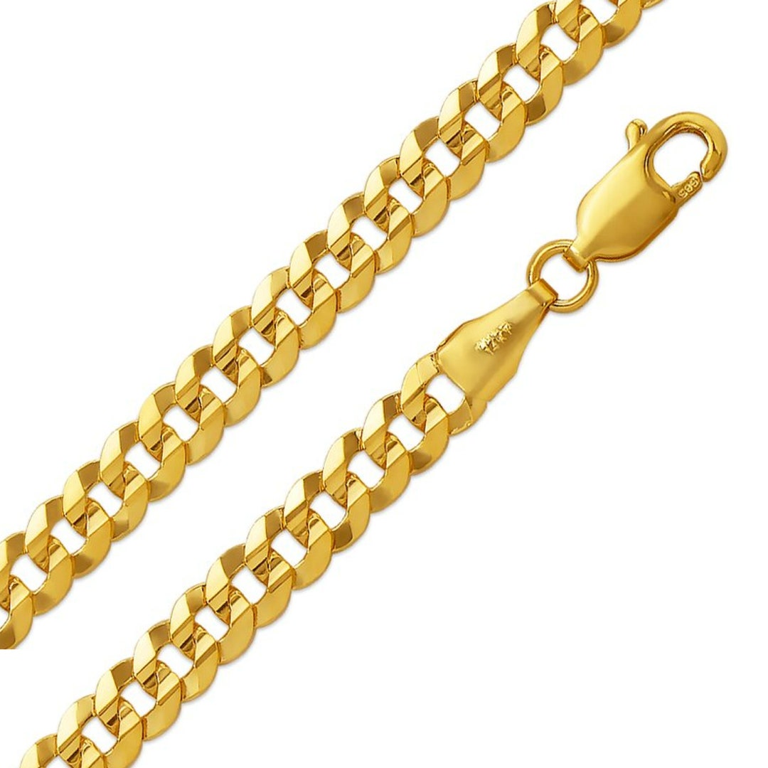 Cuban Link Chain 14K Solid Yellow Gold Curb Chain Necklace, 311mm