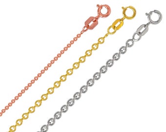14K Solid Yellow White Rose Gold Rolo Chain, Delicate Necklace Italy, Pendant Chain, Thin Gold Chain 0.7-2.3mm, Gift For Her