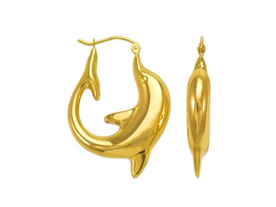 Solid 14k gold dolphin earrings sale