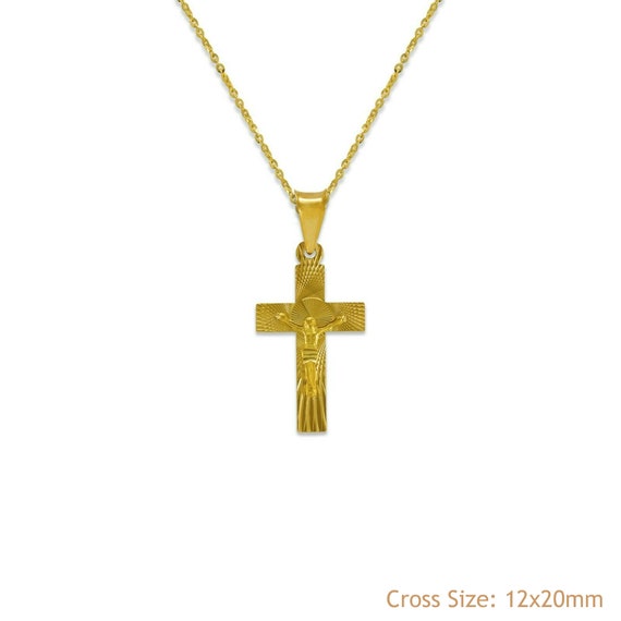 14k Tri Color Gold Religious Crucifix Pendant Charm
