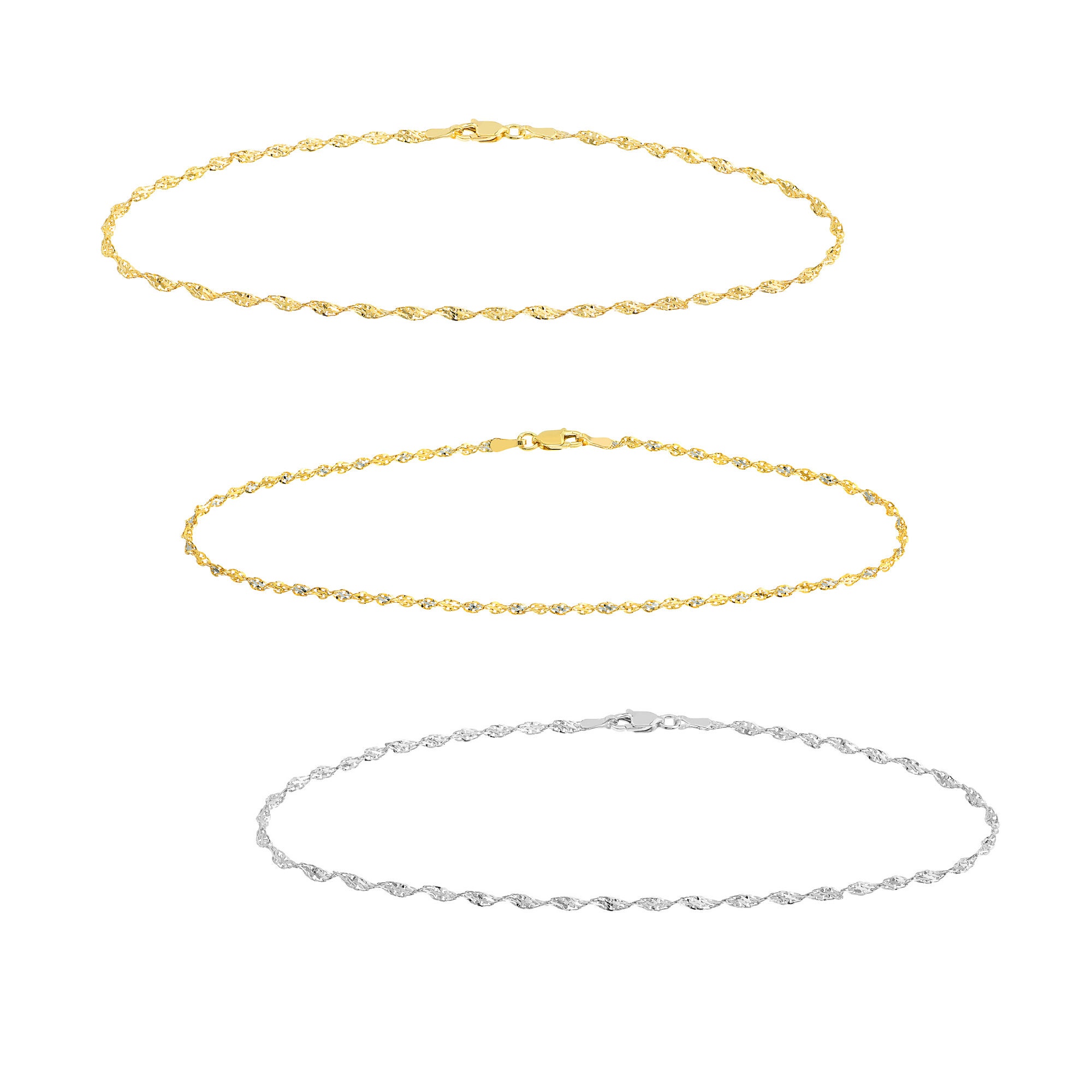Waterproof Gold Plated Stainless Steel Twisted Chain Anklet