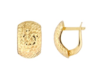 Chunky Hoops Echte 14K massief geel-witgouden brede hoepeloorbellen met textuur voor dames