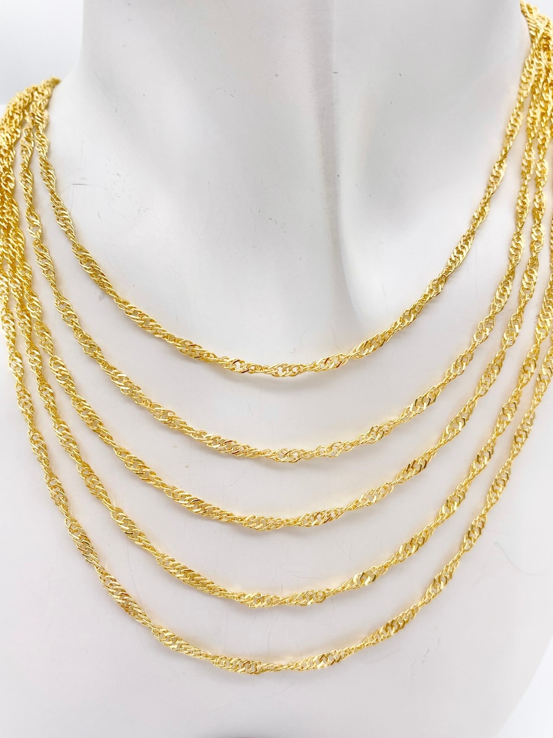 Twisted Singapore Chain Necklace 10K 14K Real Gold Sparkle Diamond Cut Chain, 2.5mm 3.1mm 4.8mm Thick Minimalist Dainty Necklace with Lobster Clasp For Women, Anniversary Gift, Birthday Gift, Gift For Her, Gift For Wife.