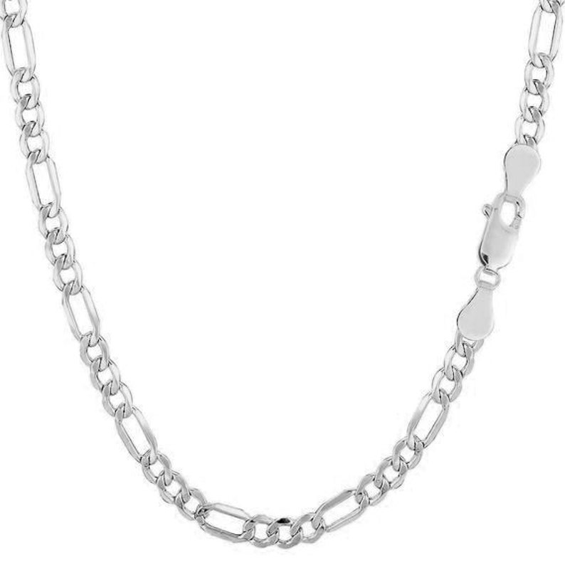 14K White Gold Hollow Figaro Chain 2.5-3.5mm Figaro Chain - Etsy