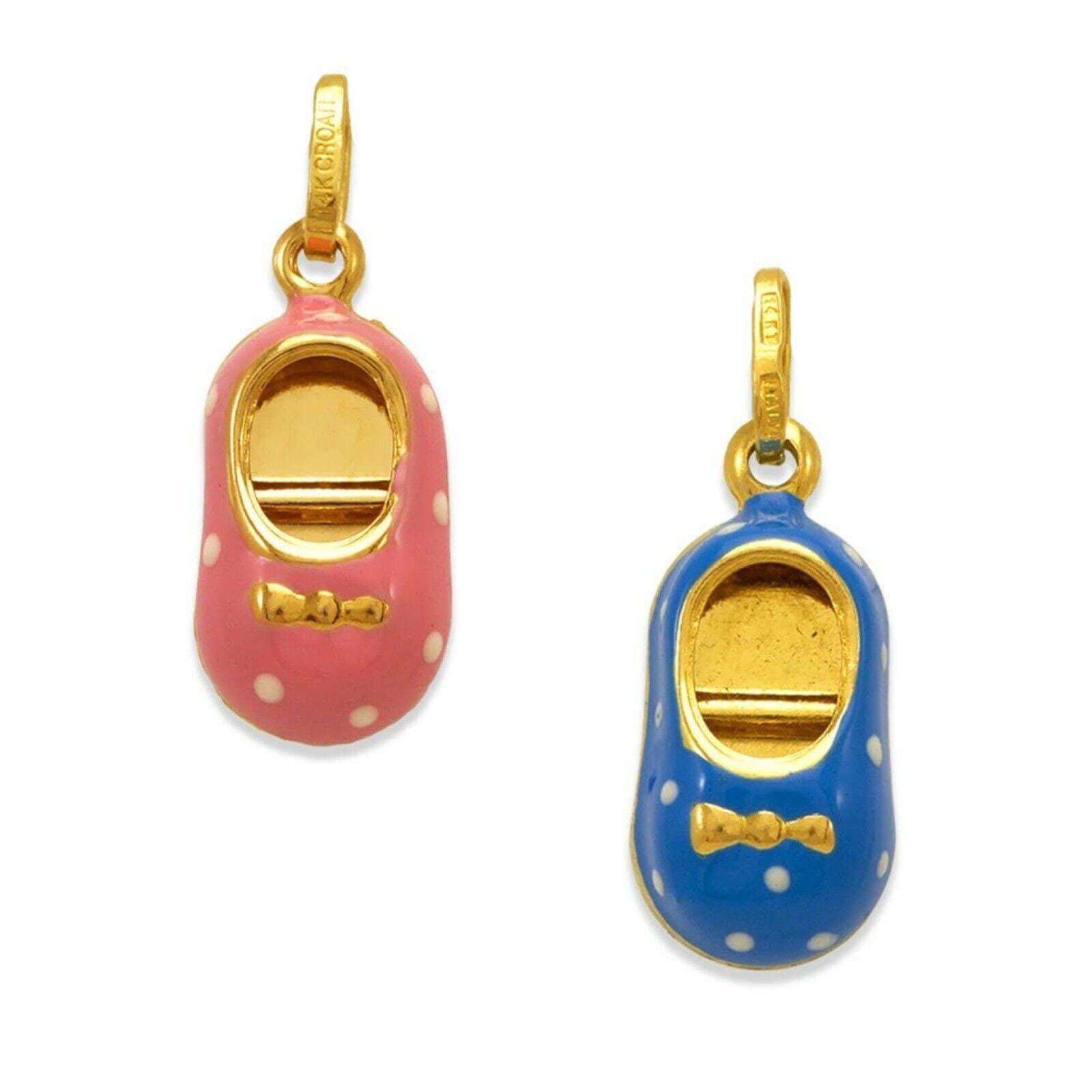 14K Solid Gold Baby Shoe Charm Baby Shoes Pendant Enamel - Etsy display picture 1