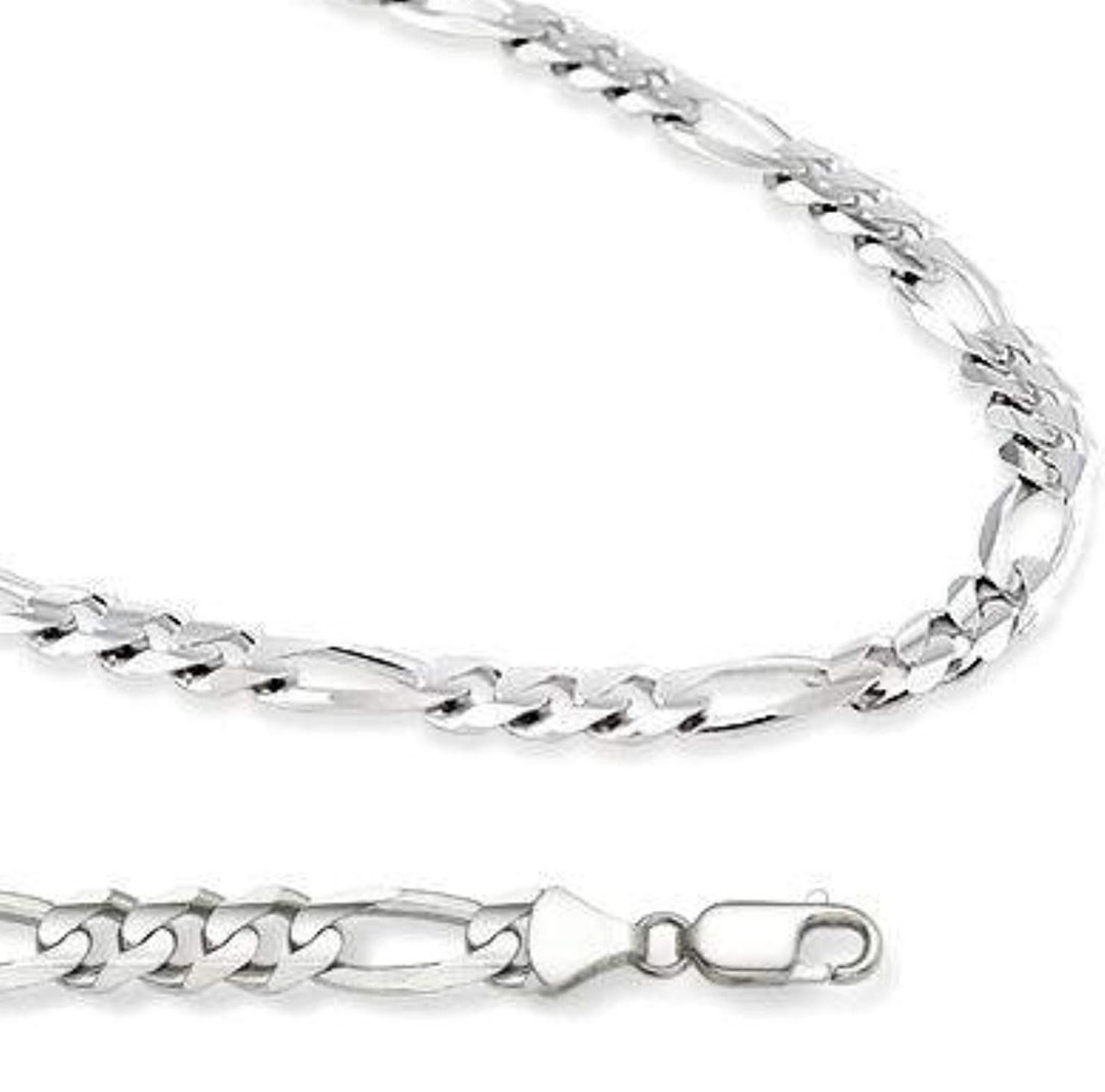 14K Solid White Gold Figaro Chain Thick Gold Chain 2.36.9mm Etsy