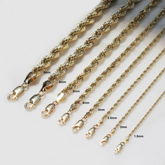 Solid 14K Yellow Gold Rope Heavy Chain 