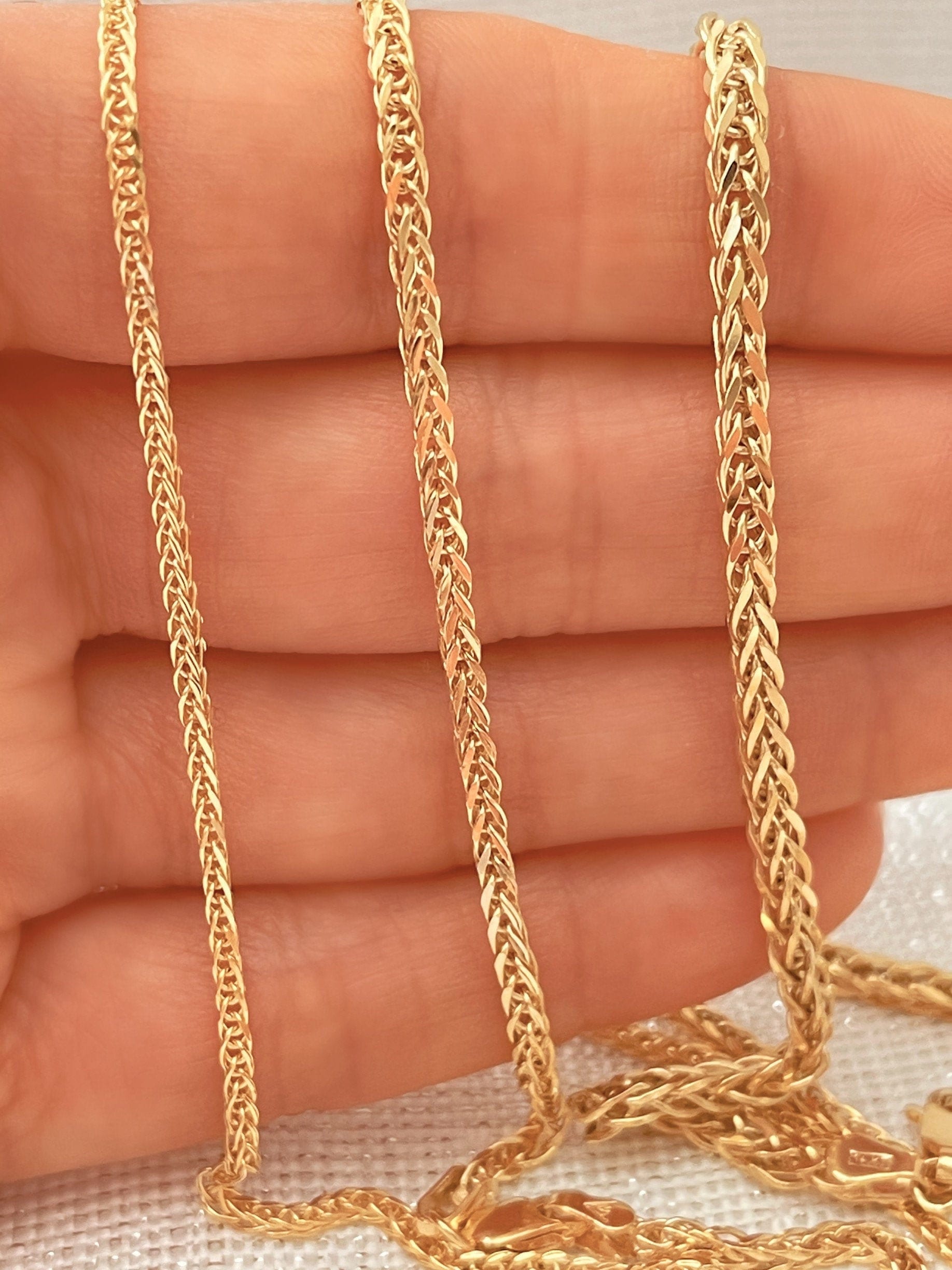 Braided/Twisted Wheat-style Chain, Extra Petite, Gold-tone Finish