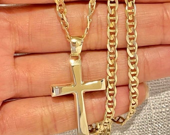 Ciondolo A Forma Di Croce Da Uomo E Da Donna In Oro Giallo - Foto 13