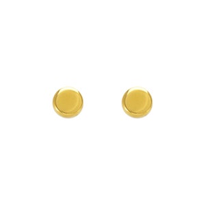 Circle Stud Earrings 14K Solid Gold Men Women Girls Disc - Etsy