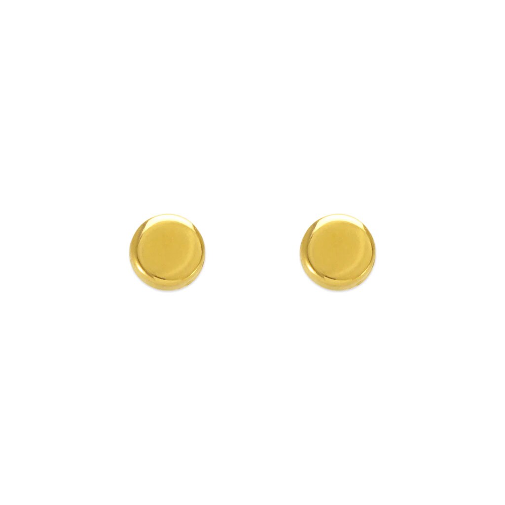 Circle Stud Earrings 14K Solid Gold Men Women Girls Disc | Etsy