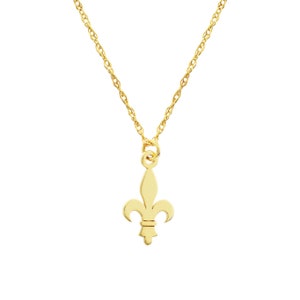 Collar de flor de lis en oro amarillo macizo de 14 quilates con colgante de flor de lirio, cadena trenzada ajustable para mujer.