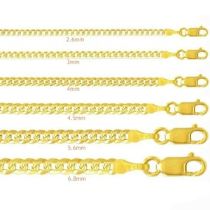 14K Solid Gold Florentine Curb Chain, Gold Chain 2.6mm, Curb Link Chain ...