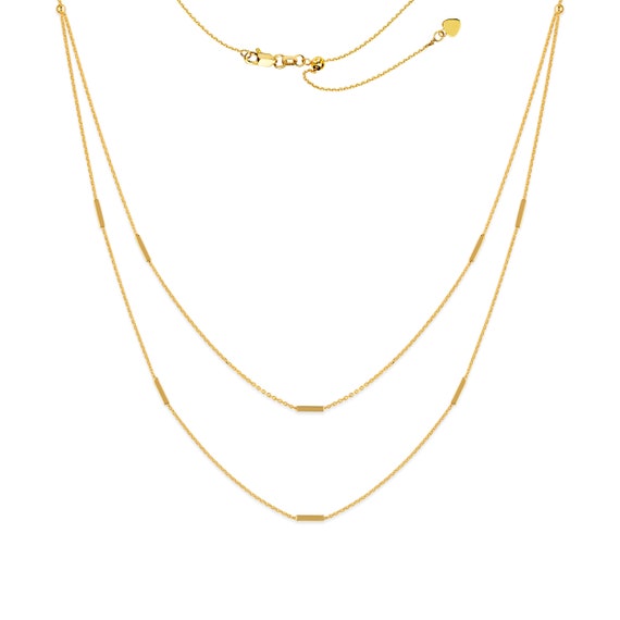 Bar Station Necklace Double Layered 