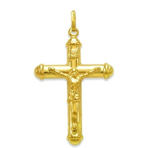 14K Solid Gold Italien Kruzifix Jesus Kreuz Anhänger Religiöse Halsketten Charme