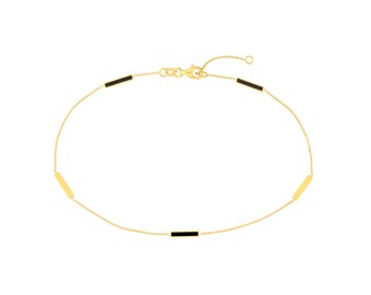 14Kソリッドゴールドアンクレット、ホワイトブラックネオンピンク