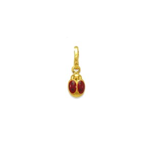 14K Solid Yellow Gold Enamel Ladybug Necklace Pendant Lady - Etsy