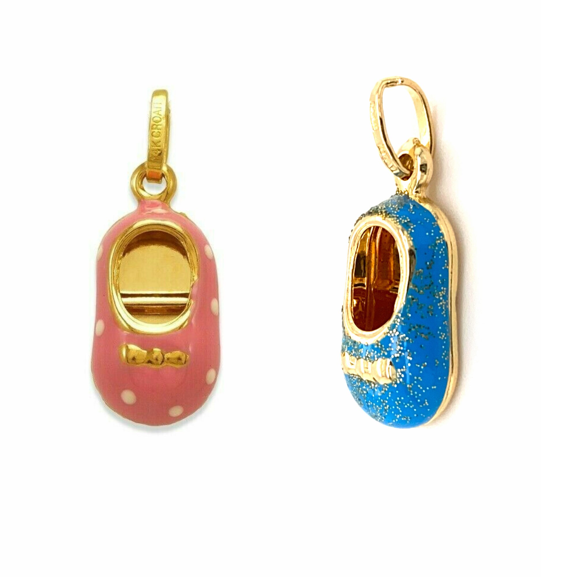 Gold baby shoe charms with birthstones sale