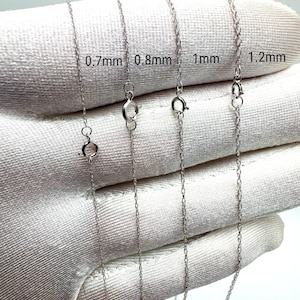 Real 14k White Solid Gold Rope Chain Necklace – Dainty Twisted Gold Chain for Women 0.7mm 0.8mm 1mm 1.2mm – Delicate Everyday Necklace with spring ring clasp