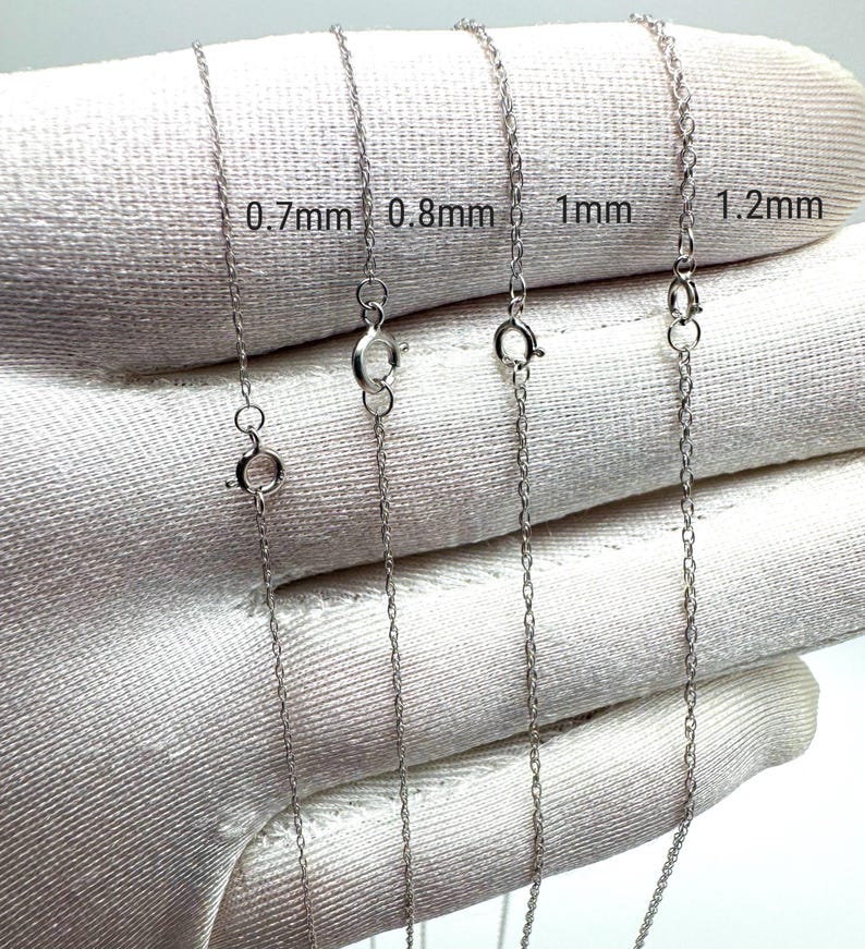Real 14k White Solid Gold Rope Chain Necklace – Dainty Twisted Gold Chain for Women 0.7mm 0.8mm 1mm 1.2mm – Delicate Everyday Necklace with spring ring clasp