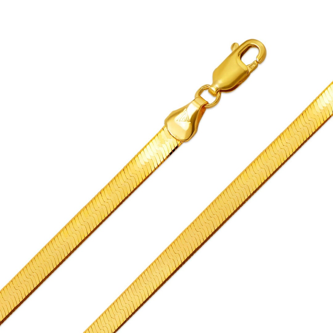 Herringbone Chain Real 14K Solid Yellow Gold 2mm 3mm 4mm Flat Snake Herringbone Chain Real 14K Solid Yellow Gold 2mm 3mm 4mm Flat Snake