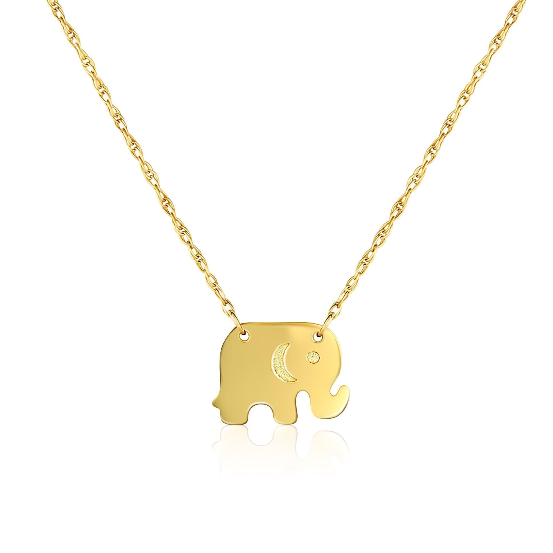 Small Elephant Necklace 14K Solid 