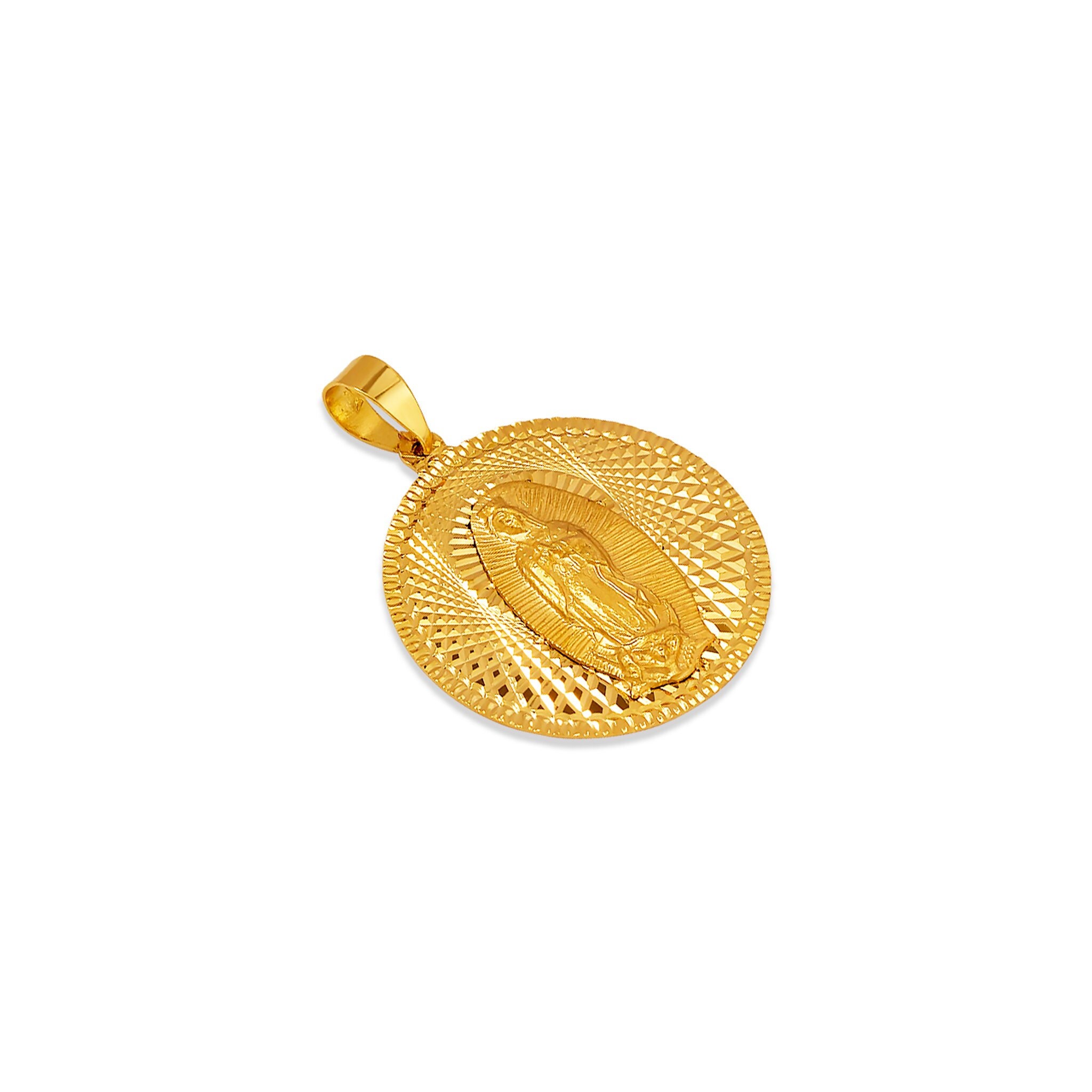 Virgin Mary Miraculous Medal Real 14K Solid Gold Our Lady of Guadalupe ...