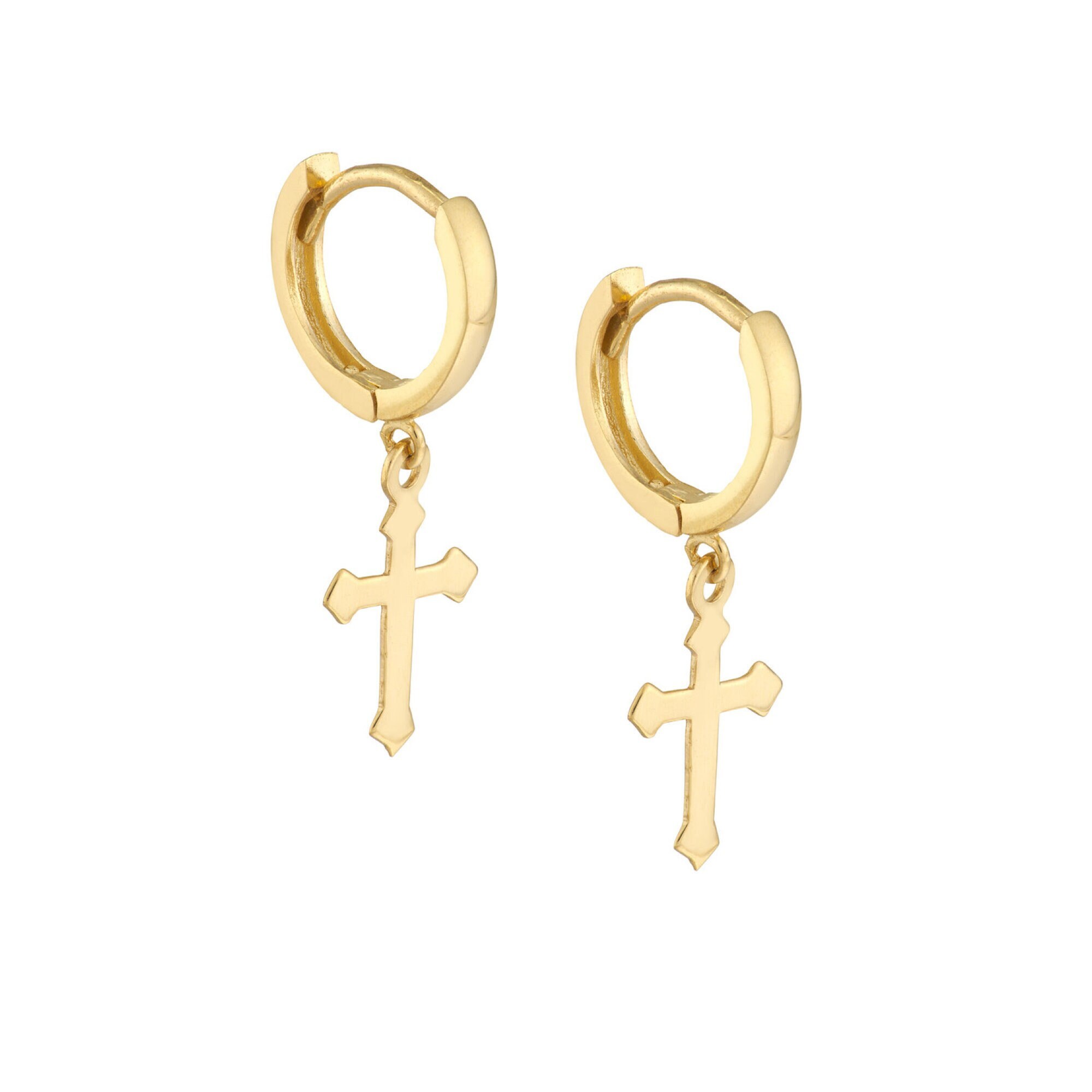 [LLOYD] 14K GOLD☆Cross Earrings 14k 18k Solid Gold Cross Earrings, Cross Studs Earrings
