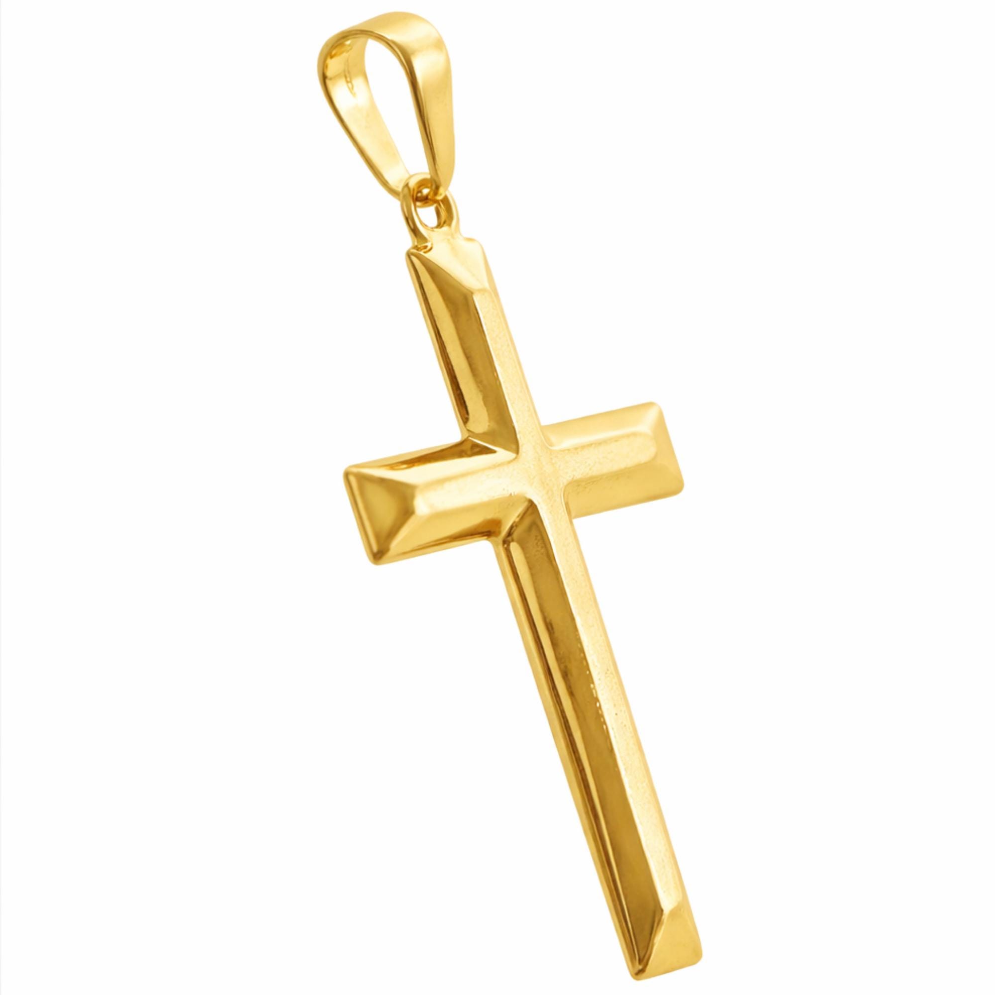 シンプルなクロスペンダント 14K イエローホワイト リアルゴールド