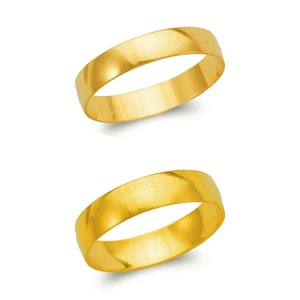 14K Solid Yellow Gold Plain Wedding Band, Mens Wedding Ring, Wedding Band Women 4-5mm Size 5-11