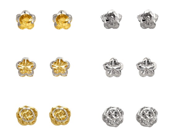 14K Gold Earrings High Polished DC Cross Stud Earrings Screwback
