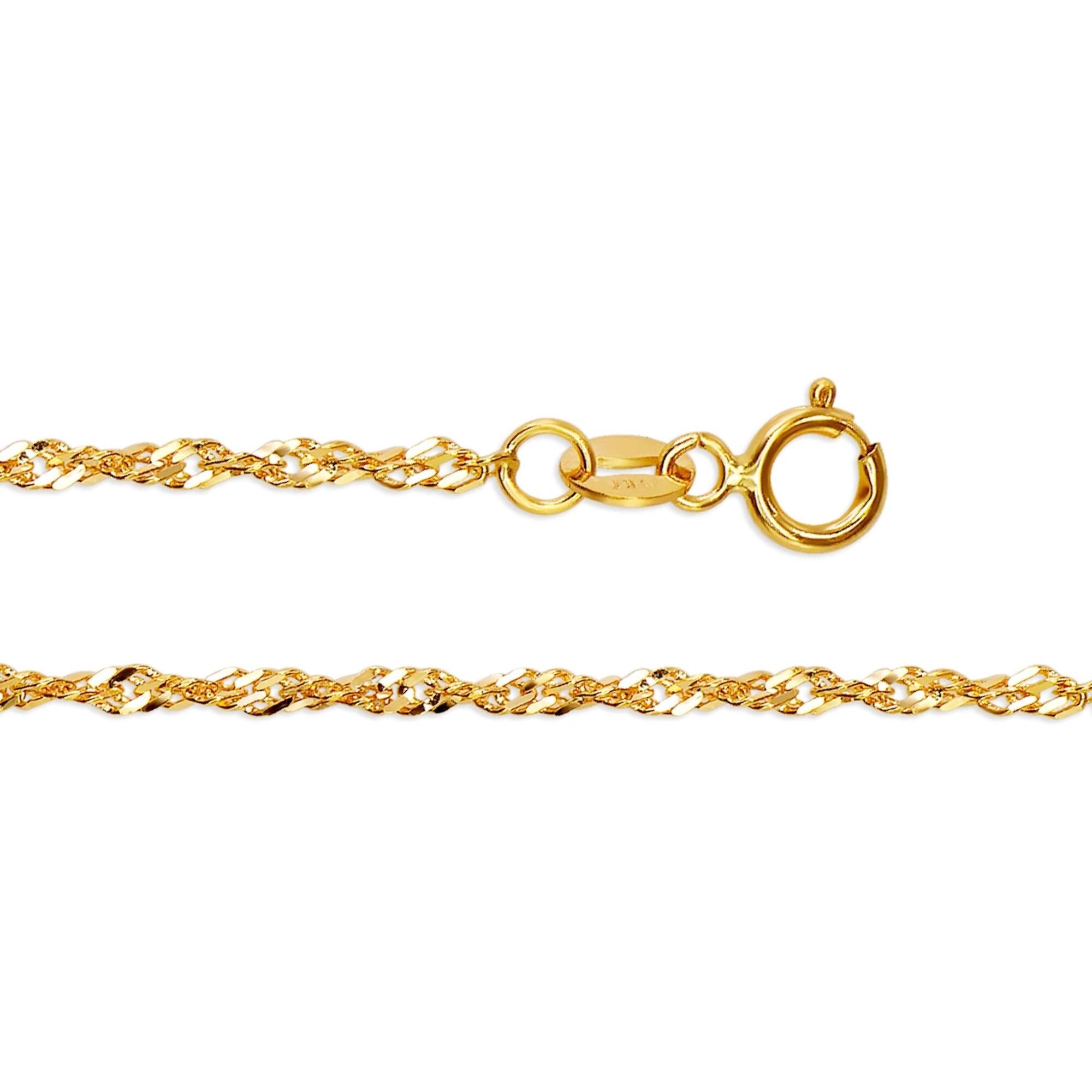 Solid 14K Yellow White Gold 0.9-2.5mm Singapore Chain Necklace for ...