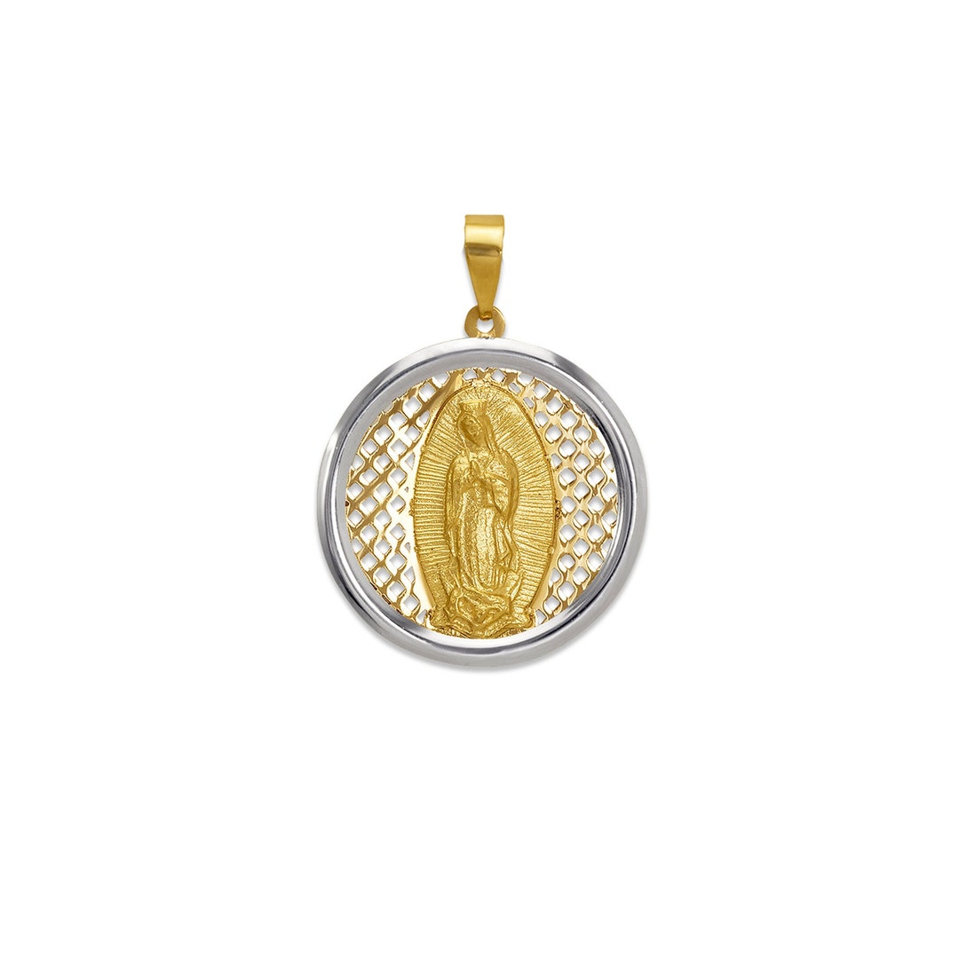 Lady of Guadalupe Pendant 14K Solid Two Tone Gold Virgin Mary - Etsy