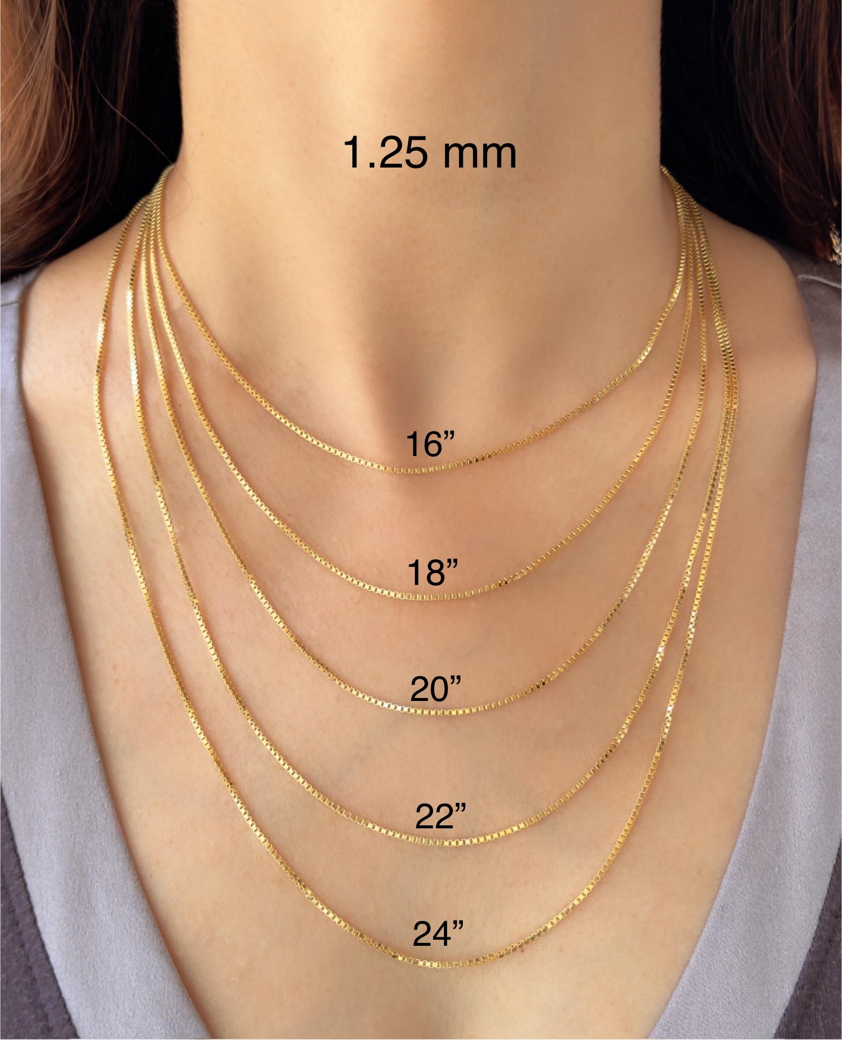 10K 14K リアルゴールド ボックスチェーンネックレス（男女兼用）、1mm