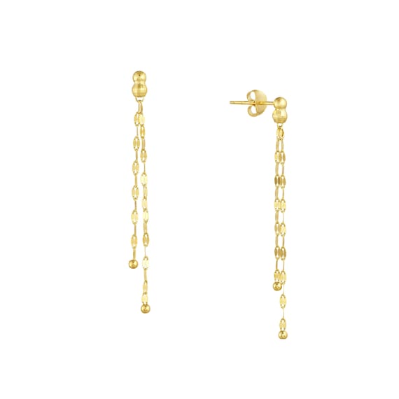 Chain Double Stud Earring 14K Gold | Musemond, 14K Yellow Gold