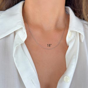 14k white solid gold twisted rope chain of different length, 18 inches. The chains are all the same width, 0.8mm.