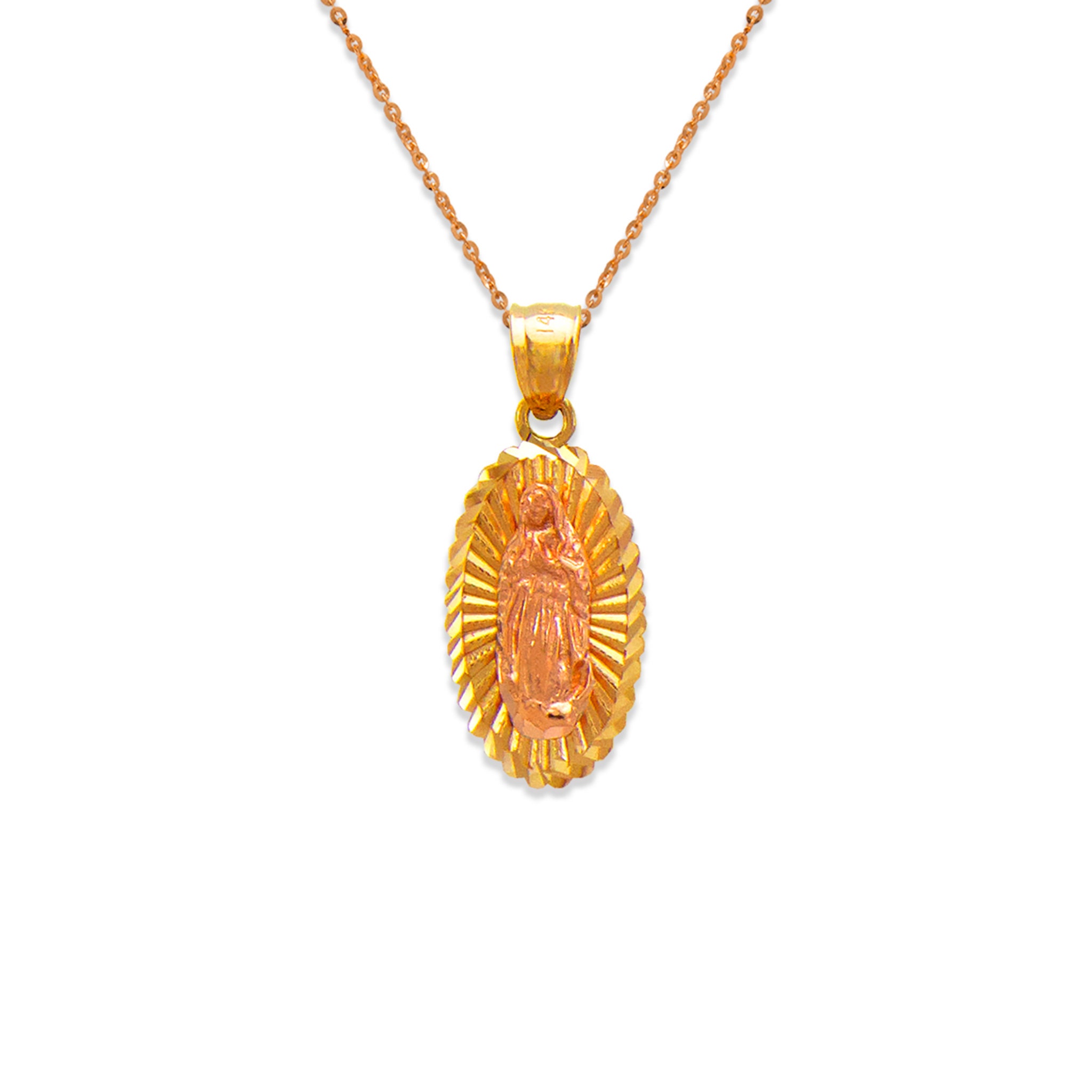 Virgin Mary Miraculous Medal 14K Solid Two Tone Gold Our Lady of ...