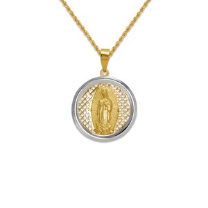 Lady of Guadalupe Pendant 14K Solid Two Tone Gold Virgin Mary - Etsy