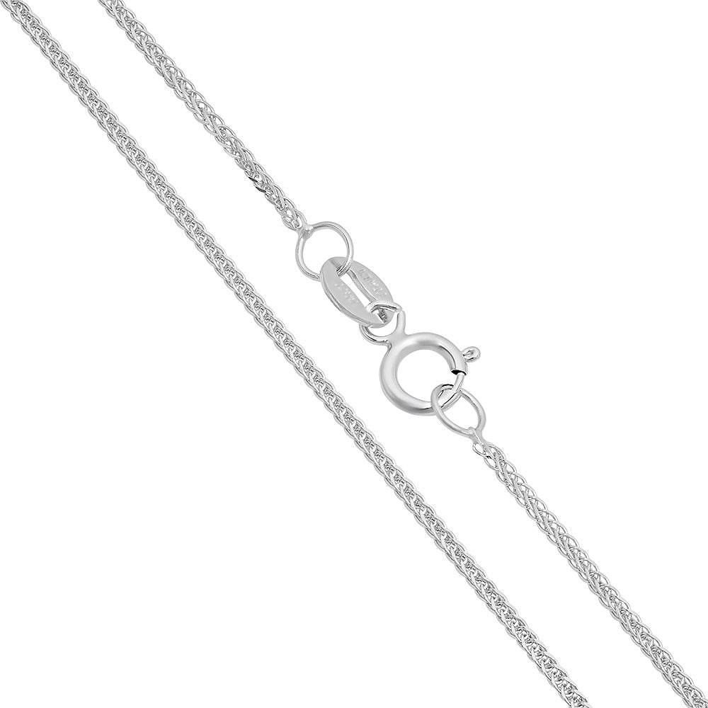 Jewel Tie Solid 14K White Gold Solid 1mm Braided Square Wheat Necklace Chain with Secure Lobster Clasp Jewel Tie Solid 14K White Gold Solid 1mm Braided Square Wheat Necklace Chain with Secure Lobster Clasp