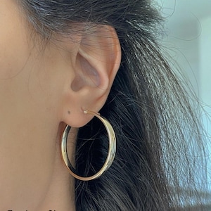 14K Solid Gold Hoop Earrings size 4x35mm