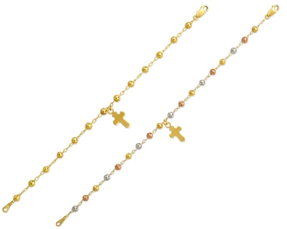 Buy 18K Yellow Gold Rosary Bracelet Bracelet With Religious Charms Italian  Jewelry Gift for Him and for Her italian Gold Design Online in India - Etsy
