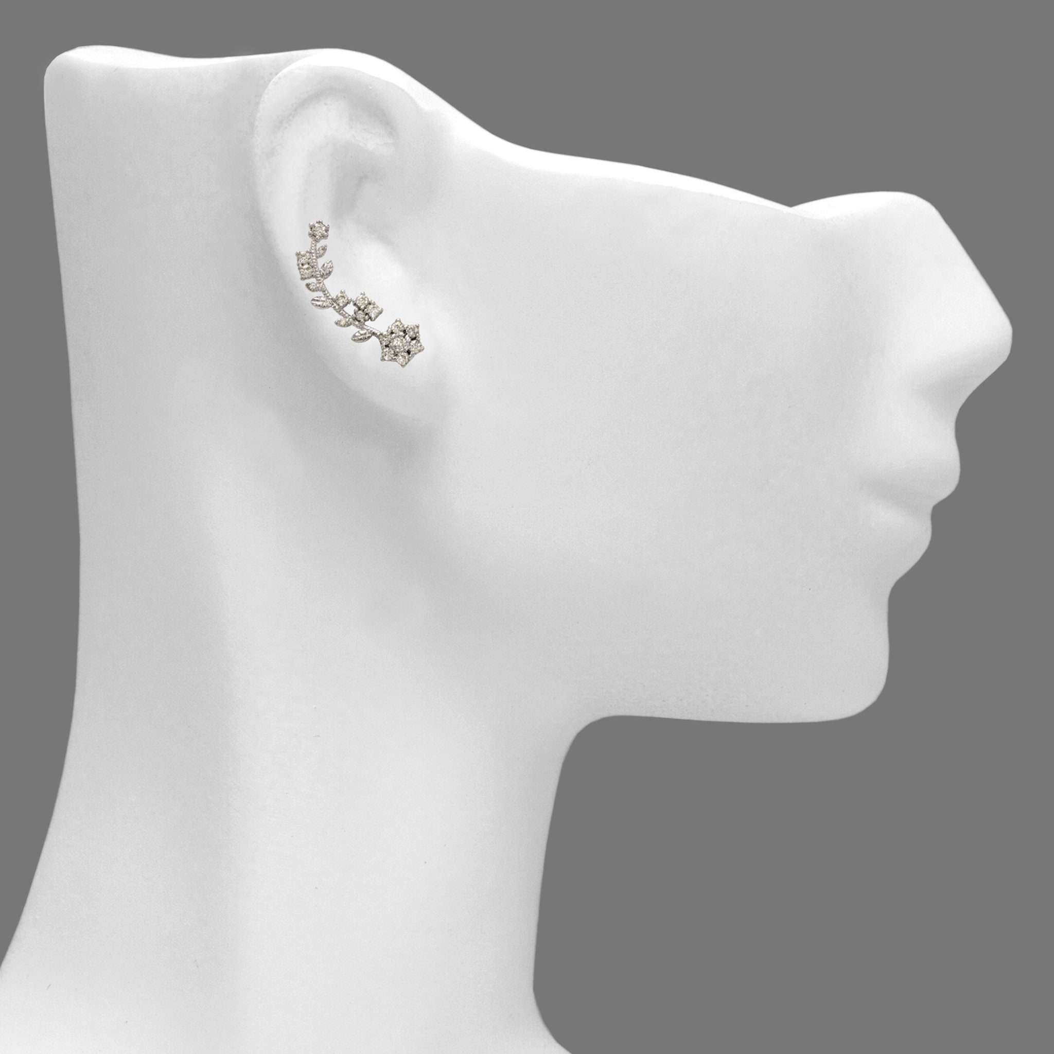 Ear Crawler Earrings 14K Solid Yellow White Rose Gold Ear Etsy