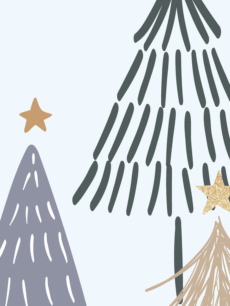 Oeuvre dart imprimable de Noël, Ensemble de 4 illustrations murales imprimables, Décoration de téléchargement numérique instantané image 9