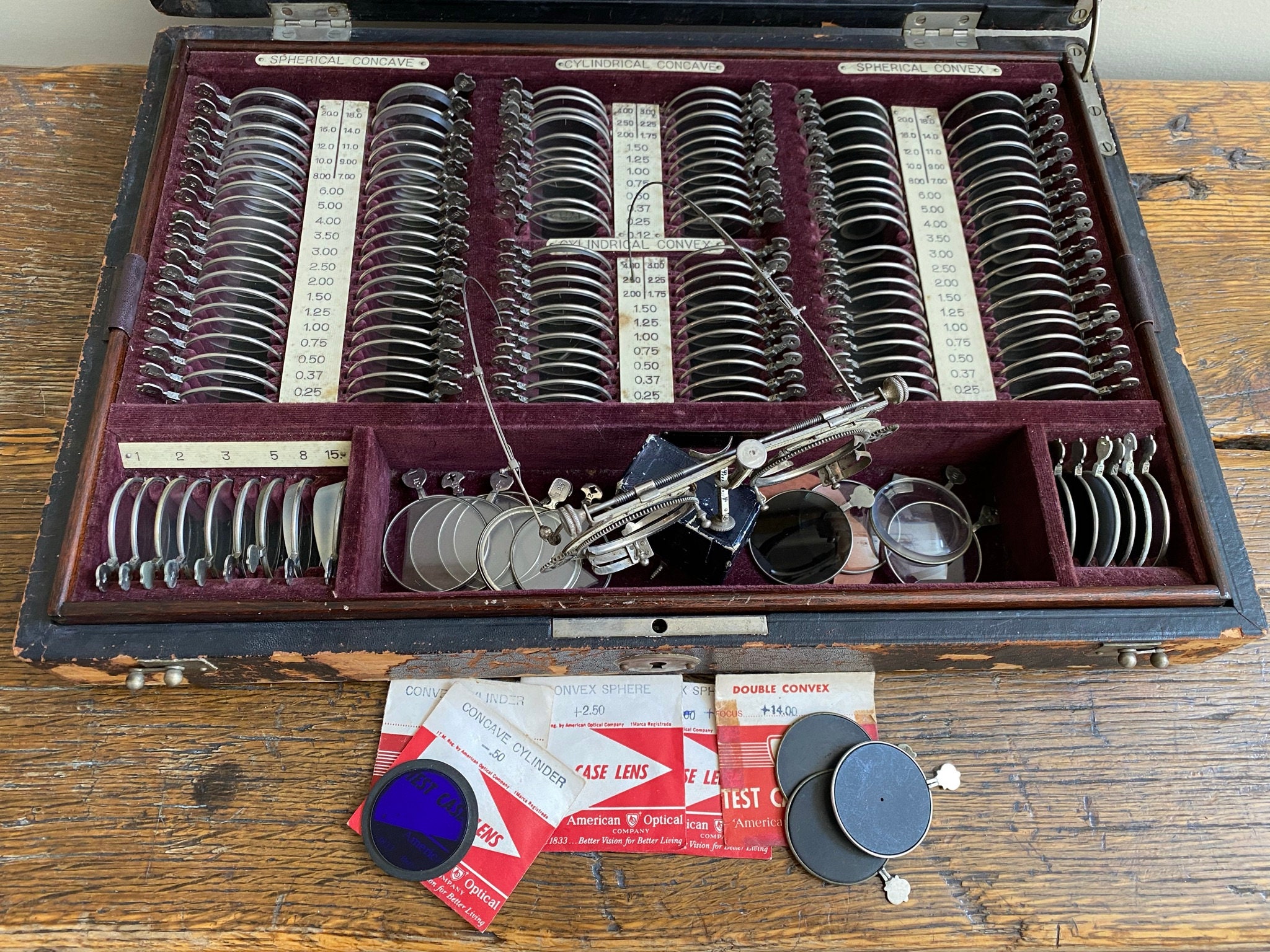 Antique American Optical Optometrist Lens Set With Testing Frames
