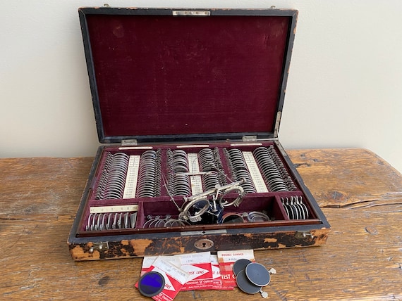 Antique American Optical Optometrist Lens Set With Testing Frames