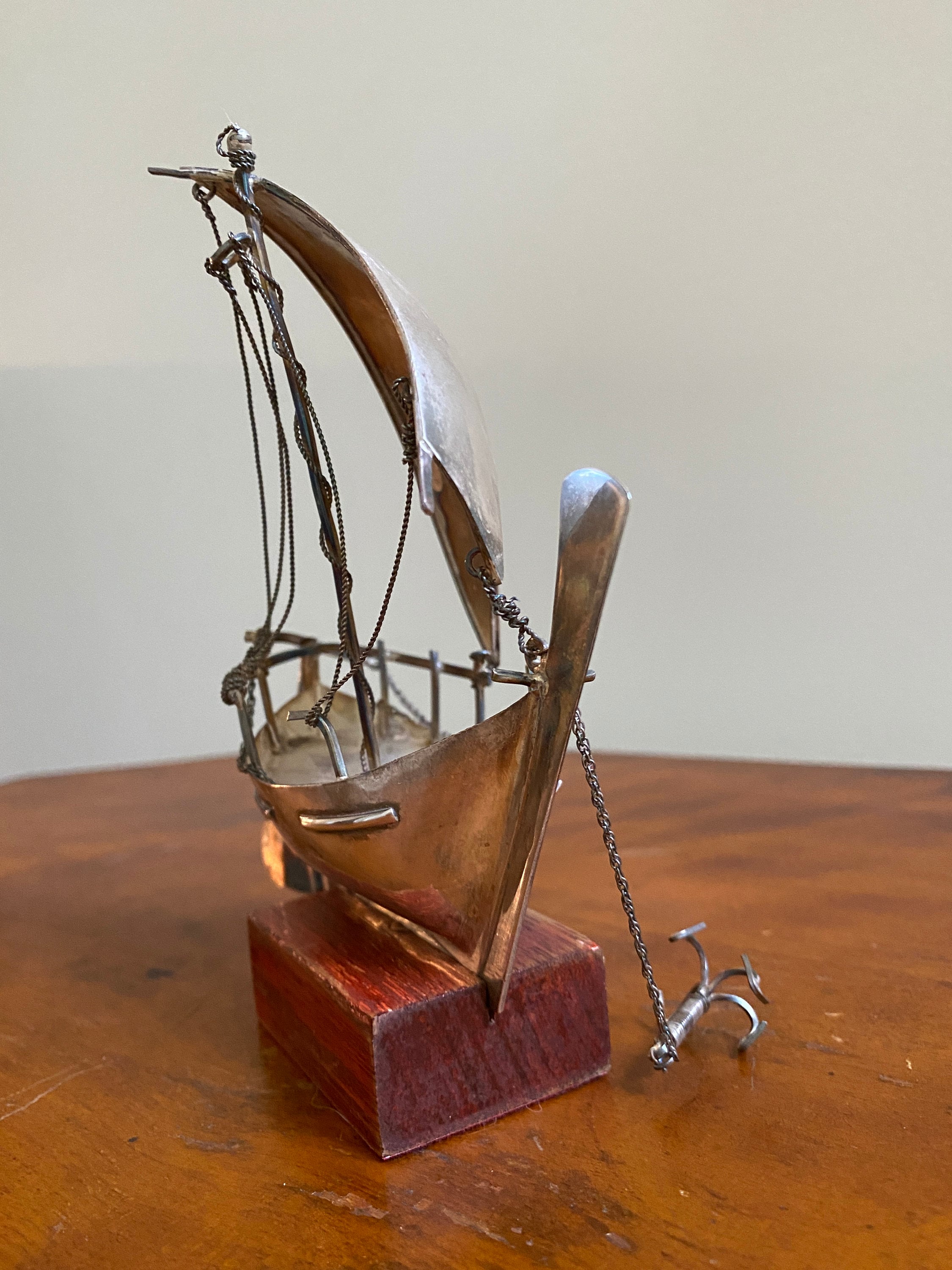 Silver Dhow Vintage Articulated Sterling Silver Model of a Dhow Sailing Boat ...